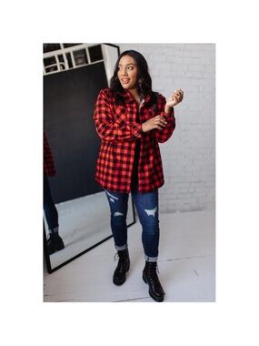 Ninexis Red Buffalo Plaid Utility Jacket - Women